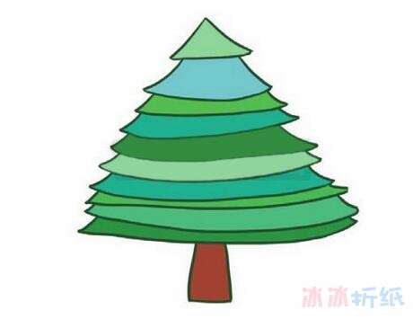  卡通松树怎么画涂颜色 彩色松树简笔画图片