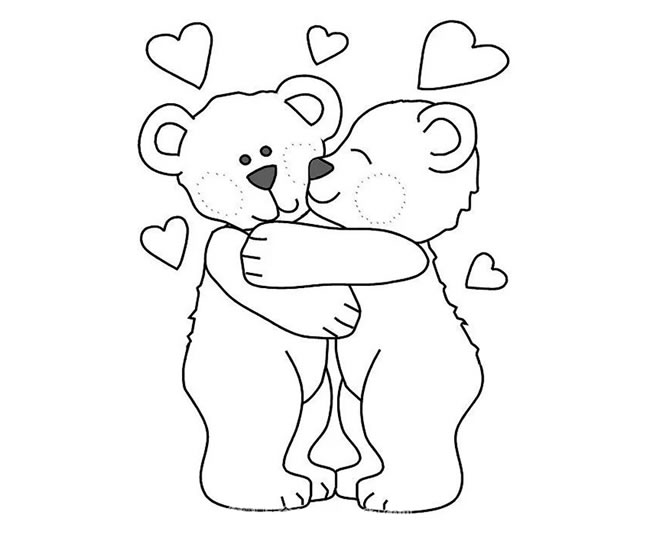 两只相爱的小熊简笔画