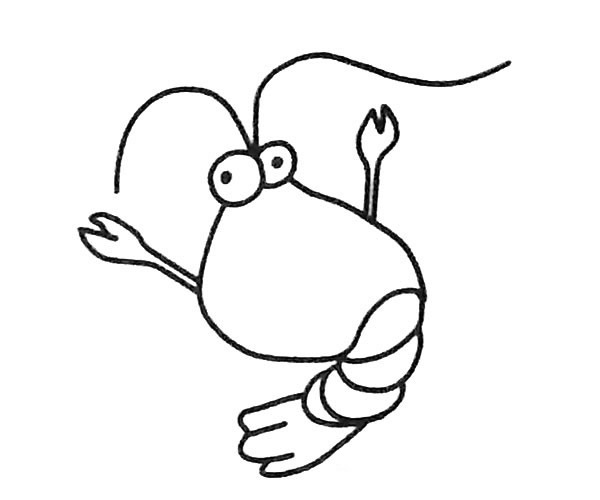 6款卡通大虾简笔画