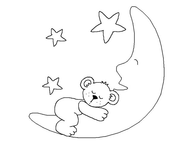 睡在月亮上的小浣熊简笔画