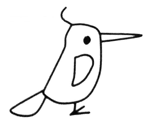 四步学会画简单的啄木鸟