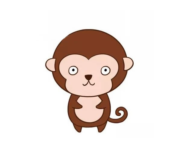 呆萌可爱的猴子简笔画涂色