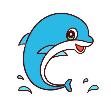 可爱的海豚简笔画带涂色