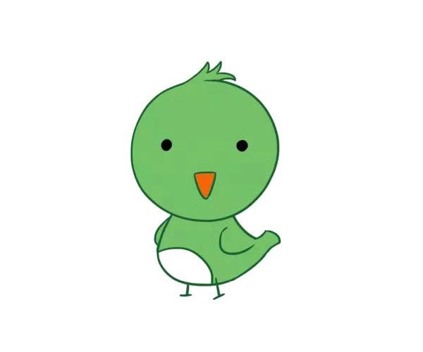 绿色的卡通小鸟简笔画