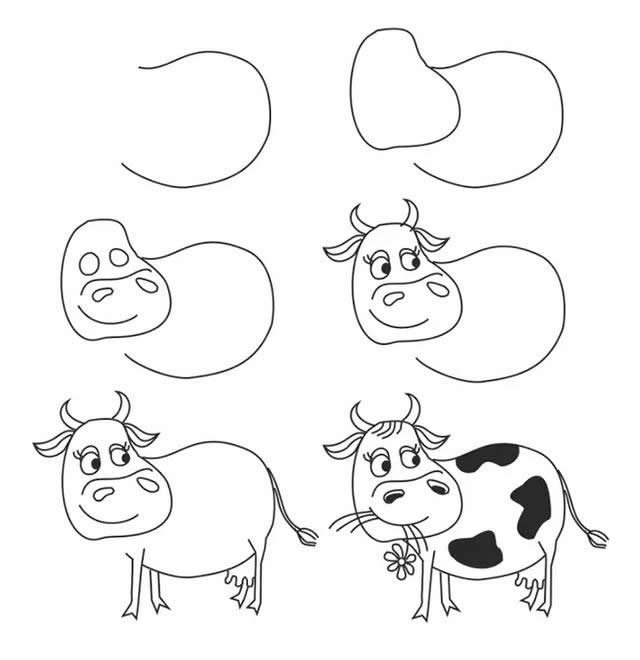 6步学会画一只奶牛