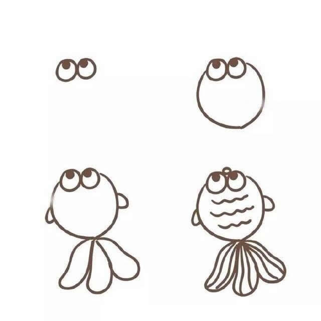 分享八种小鱼简笔画画法步骤