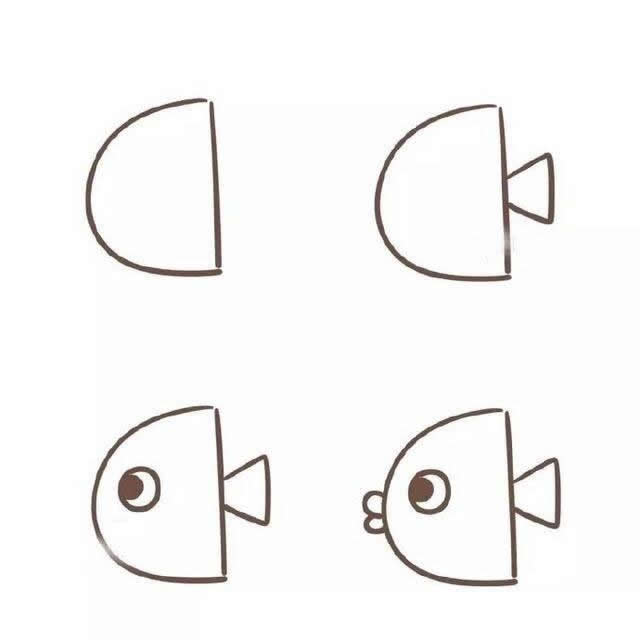 分享八种小鱼简笔画画法步骤