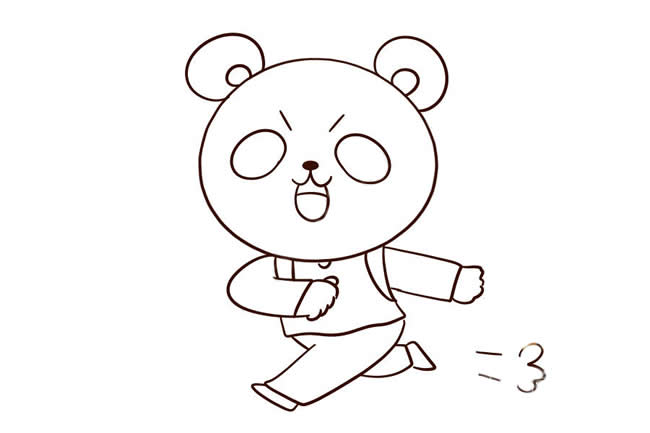 去上学的卡通熊猫简笔画教程
