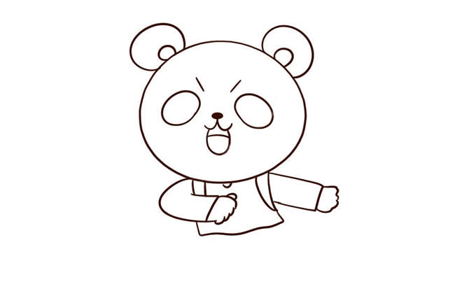 去上学的卡通熊猫简笔画教程