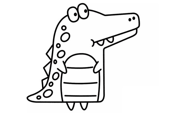 卡通鳄鱼的简笔画步骤教程