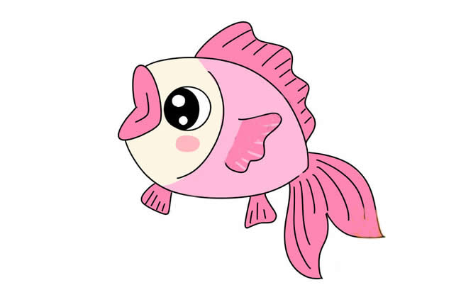 可爱漂亮的粉色小鱼简笔画