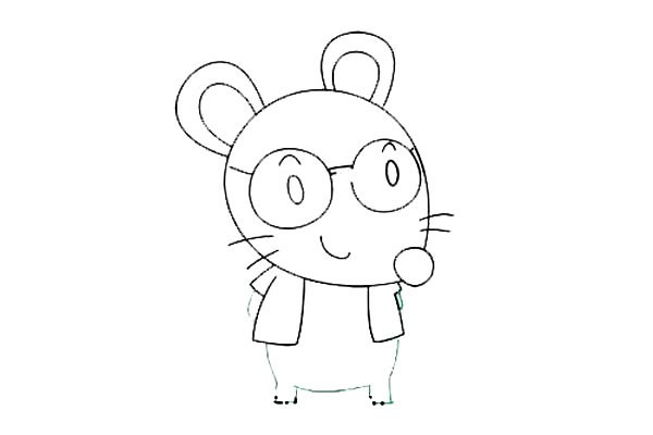戴眼镜的卡通老鼠简笔画步骤