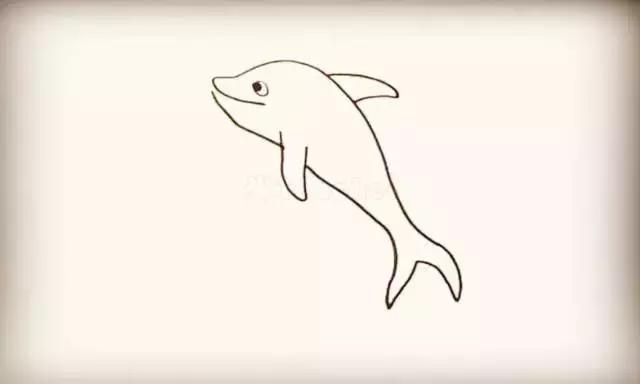 跳出水面的可爱海豚简笔画