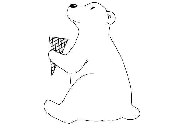 吃冰激凌的北极熊简笔画教程