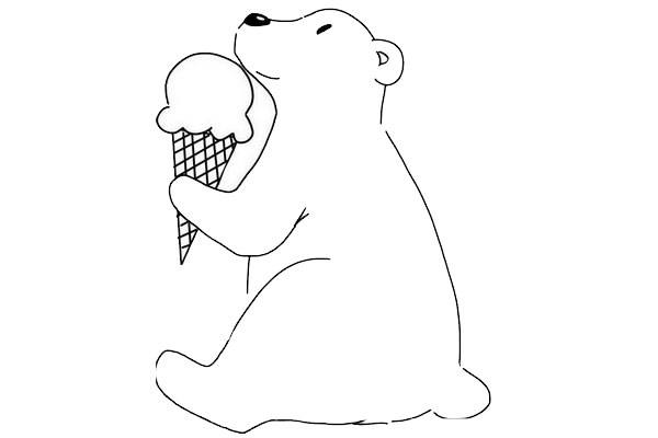 吃冰激凌的北极熊简笔画教程