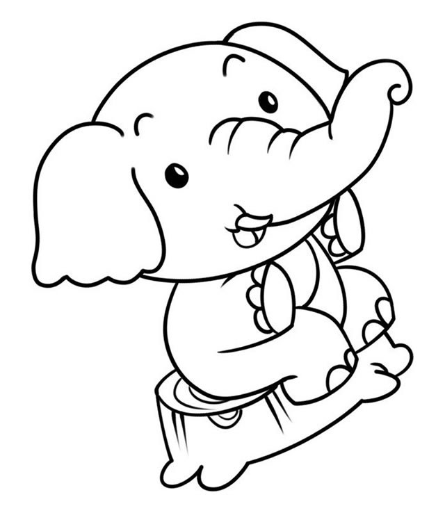 坐在树桩上玩耍的大象简笔画步骤