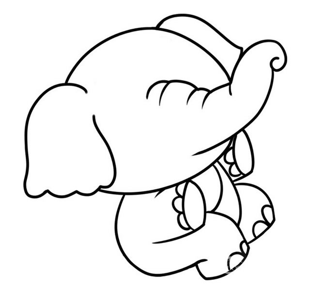 坐在树桩上玩耍的大象简笔画步骤