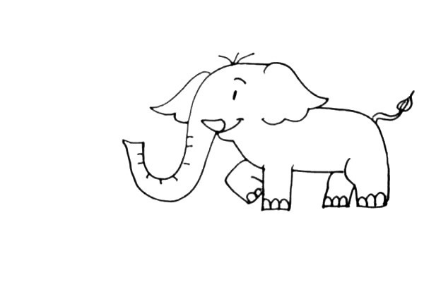 喷水的大象简笔画步骤