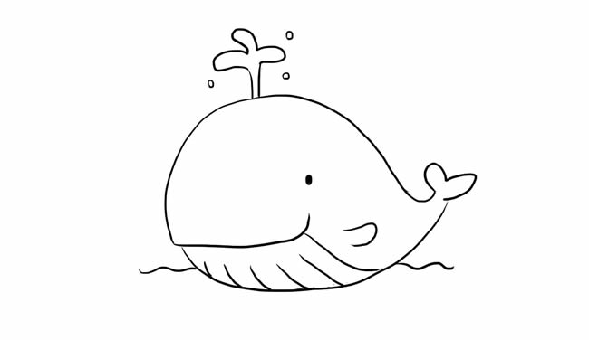 可爱喷水的鲸鱼简笔画