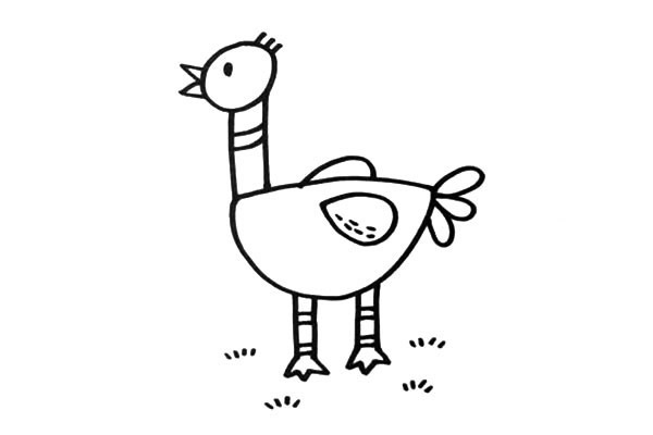 儿童学画卡通鸵鸟简笔画涂色