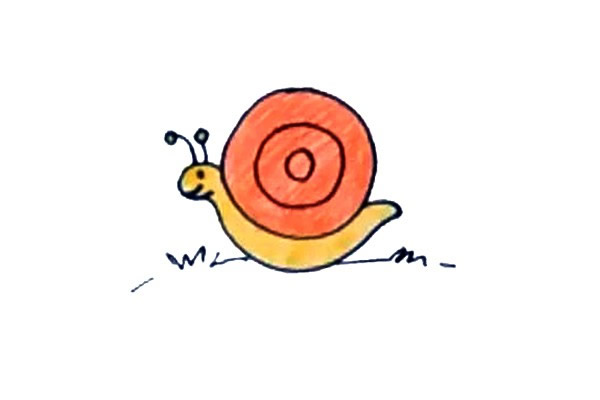简单涂色的蜗牛简笔画
