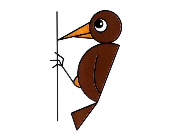 啄木鸟怎么画 涂色的啄木鸟简笔画