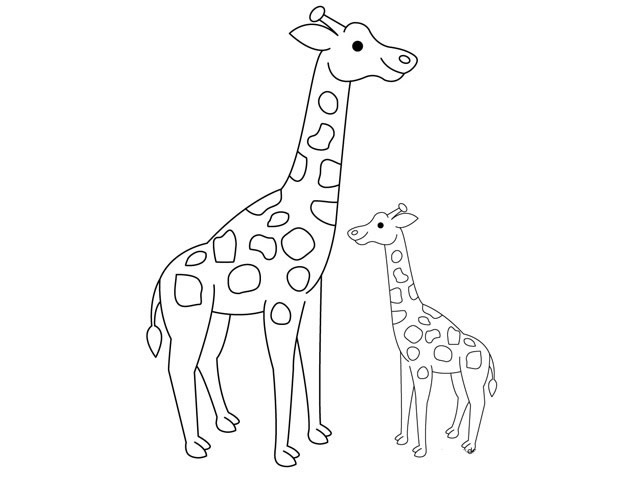 长颈鹿妈妈和宝宝简笔画教程