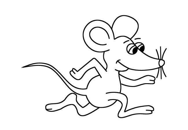 奔跑的卡通老鼠简笔画