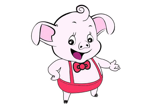 粉色衣服的卡通小猪简笔画
