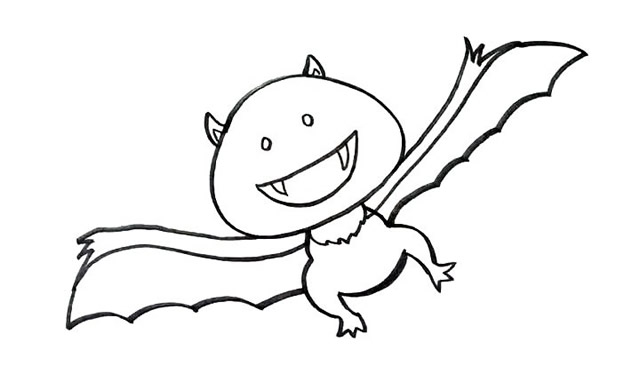 龇牙咧嘴的蝙蝠简笔画教程