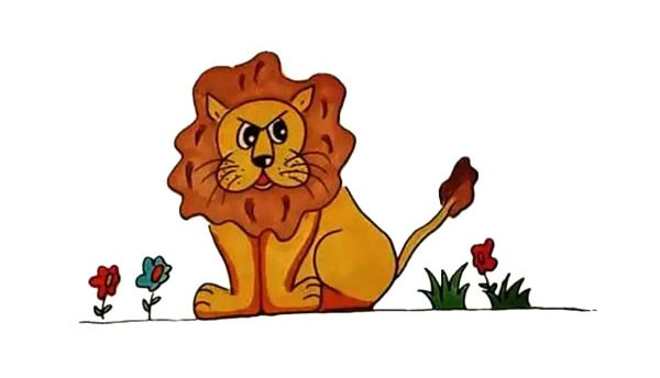 带颜色的狮子简笔画怎么画