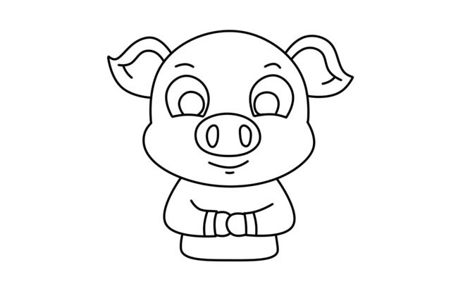 拜年的小猪简笔画教程