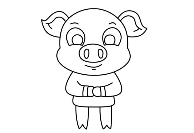 拜年的小猪简笔画教程