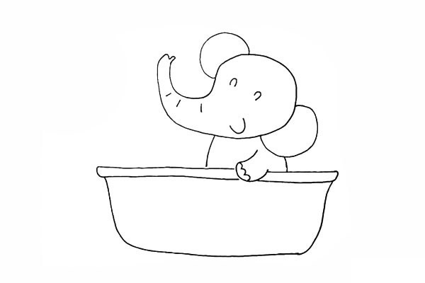 洗澡的大象简笔画步骤