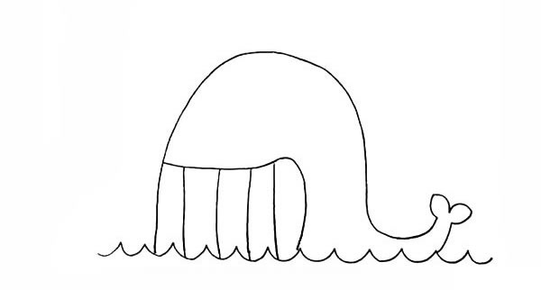 大海边的卡通鲸鱼简笔画