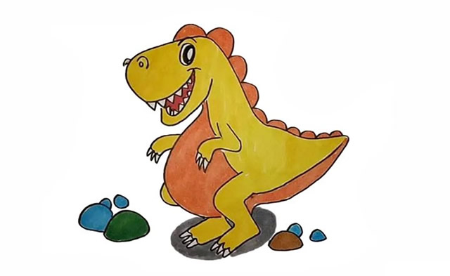 恐龙怎么画 带颜色的恐龙简笔画步骤