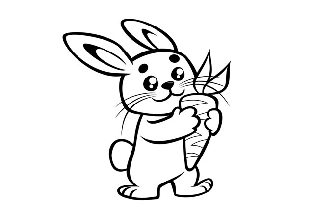 抱着胡萝卜的小兔子简笔画