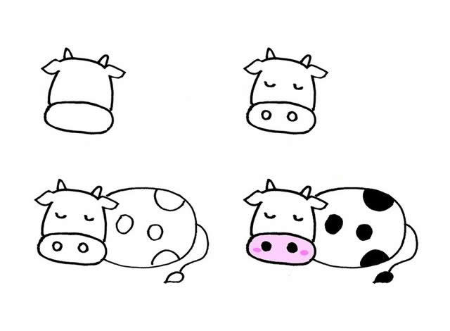 不同形态的小牛简笔画大全