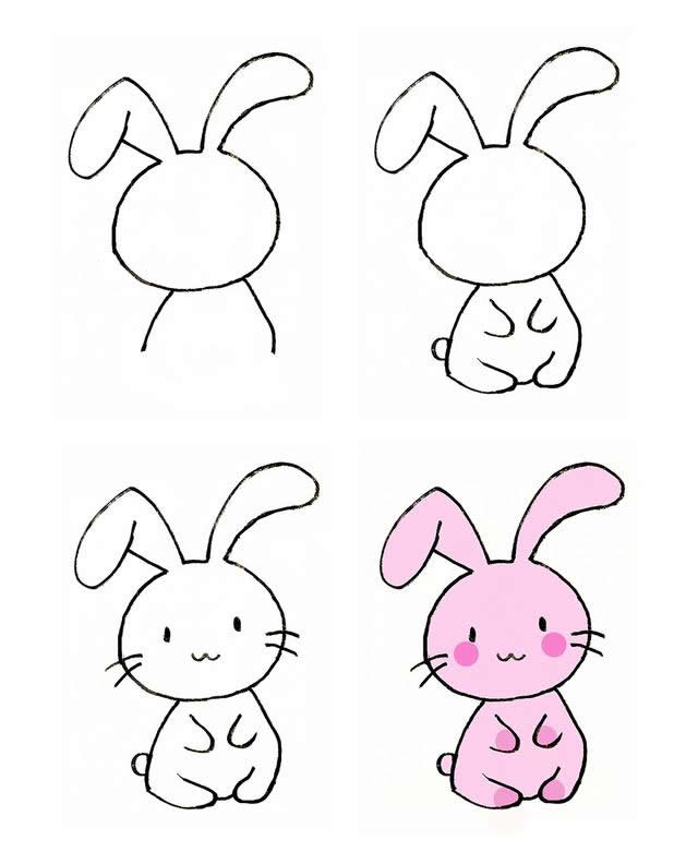 大耳朵兔子简笔画步骤
