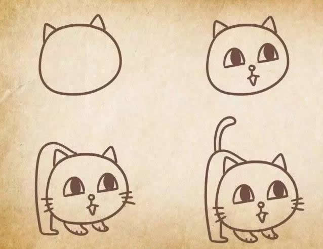 五种小猫咪简笔画教程