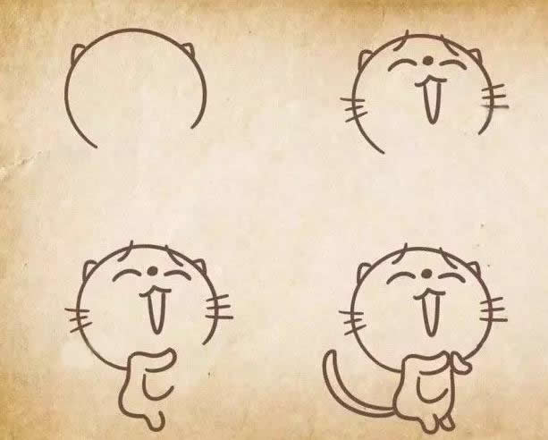 五种小猫咪简笔画教程