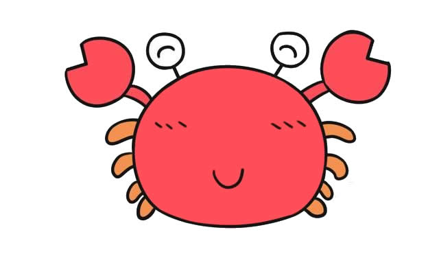 涂色的可爱螃蟹简笔画