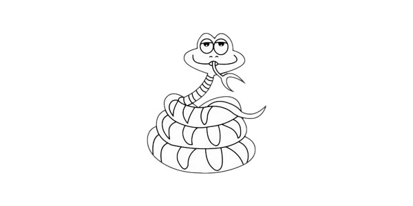 卡通蟒蛇简笔画步骤教程
