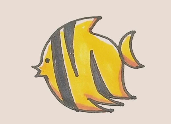 涂色的热带鱼简笔画教程
