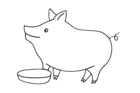 小猪和餐盘简笔画