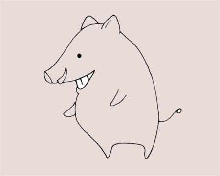 一组关于野猪的卡通简笔画