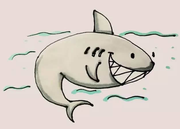 海里的鲨鱼简笔画教程