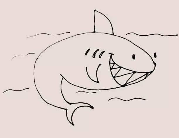 海里的鲨鱼简笔画教程