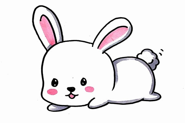 趴在地上的可爱小兔子简笔画