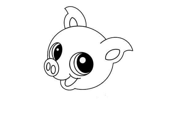 可爱卡通小猪简笔画画法
